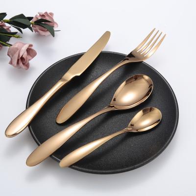 China 18/10 Sustainable Luxury Stainless Steel Cutlery Set Rose Gold Brass Cutlery Spoon Knife Forks for sale