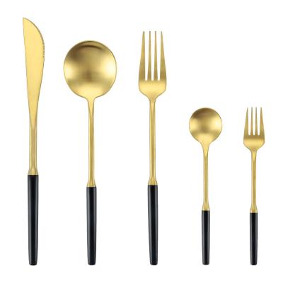 China Banquet Restaurant Stainless Steel Dinnerware Gold Cutlery Set Sustainable Outdoor Golden Wedding for sale