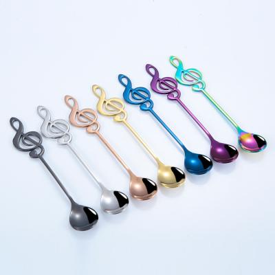 China 18/10 Stainless Steel Tableware Spoon Music Symbol Creative Coffee Viable Drinking Spoon for sale