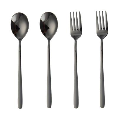 China Sustainable Creative Stainless Steel Spoon Titanium Plated Flatware Long Handle Spoon Fork for sale