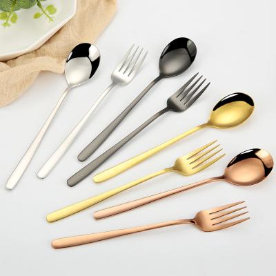 China Sustainable Wholesale Hotel Stainless Steel Cutlery Spoon Gold Plated Korean Spoon Fork for sale