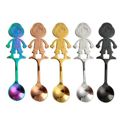 China Wholesale Viable Family Round Baby Lufei Cartoon Metal Feeding Spoon for sale