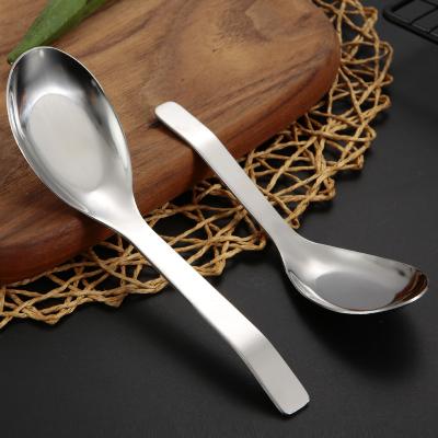 China Viable 420 Metal Flat Bottom Soup Spoon Stainless Steel Chinese Household Tea Spoon With Customized LOGO for sale