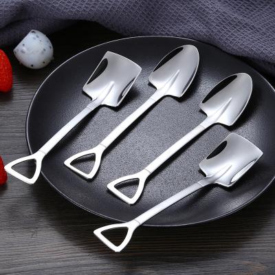 China Silver Stainless Steel Viable Silverware Cutlery Circle Iron 304 Teaspoon Metal Coffee Dessert Tea Spoon for sale