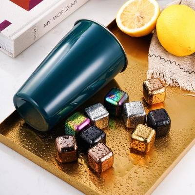 China Viable Wholesale Reusable Custom Engraved Stainless Steel Whiskey Cubes LCE Cooling Stones Set for sale