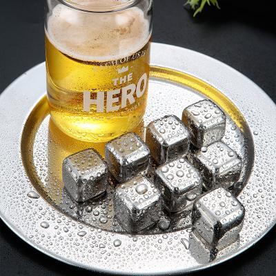 China Eco-friendly 304 Stainless Steel Metal Reusable Round Whiskey Stone Artificial Ice Cubes Can Customize Laser LOGO for sale