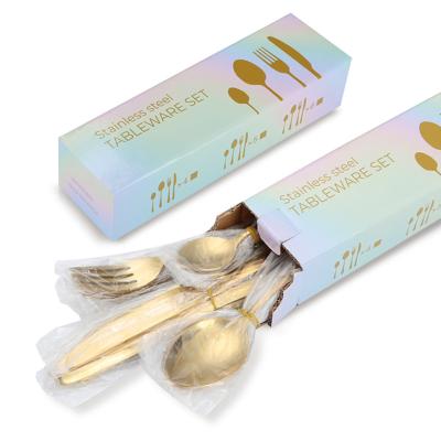 China Amazon Viable 2021 Hot Sale 24 Pcs Gold Cutlery Set With Gift Box Packaging for sale