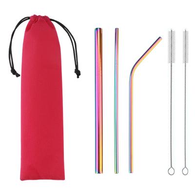 China Wholesale Viable Colorful Metal Straw Cocktail Stainless Steel Reusable Drinking Straws With Customized Logo for sale