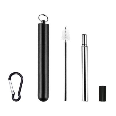 China Sustainable Reusable Stainless Steel Drinking Collapsible Travel Straw Telescopic Metal Straw With Case for sale