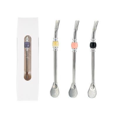 China Food Grade 316 Viable Metal Stainless Steel Yerba Mate Drinking Straw Filter Spoon for sale