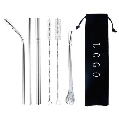 China Amazon Disposable Hot Straws Set Drinking Straw Environmental Friendly Rainbow Drinking Straws With Brush And Pouch for sale