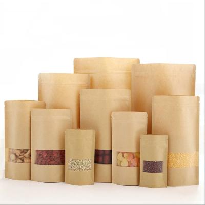 China Recycled Biodegradable Materials Kraft Paper Bag Stand Up Pouch With Ziplock for sale