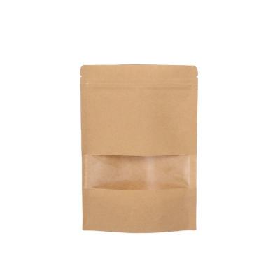 China Bio-degradable Kraft Paper Bag Window Zip lock Empty Dried Food Fruit Tea Gift package Self Sealing Zipper Stand up Bags for sale