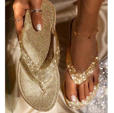 China European and American new style summer style fashion trend faux stone slippers large size flat women for sale