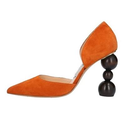 China Deodorization Designer Pumps 2021 Custom Made Women's Fashion Suede Orange Elegant Shoes Pearl Shoes Heel for sale