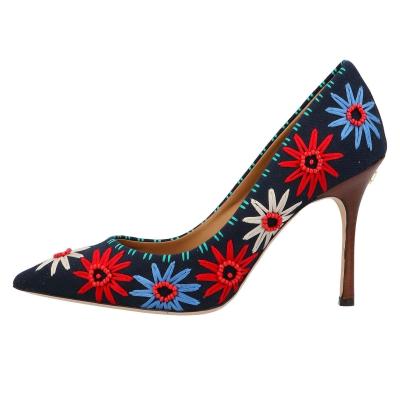 China 2021 Fashionable Floral Ladies Shoes Elegant Deodorization Women's Shoes Designer Handmade High Heels Shoes Floral Pumps for sale