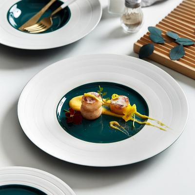 China Sustainable Wholesale Luxury Round Dinnerware Sets Ceramic China Dish Porcelain Dinner Dishes for sale