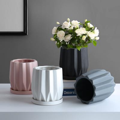 China New Flower Pot Vase Plant Style Ceramic Flower Pot Modern Creative Ceramic Nordic Simple Desktop Planter Pot For Home Decoration for sale