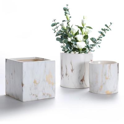 China New Nordic Simple Style Modern Marble Office Creative Ceramic Flower Pots And Planters For Home Office Decor for sale