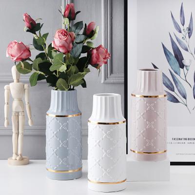 China Hot Sale Art Decor New Simple Creative Chinese Porcelain Ceramic Flower Vases for Wedding Decoration and Home Decor for sale