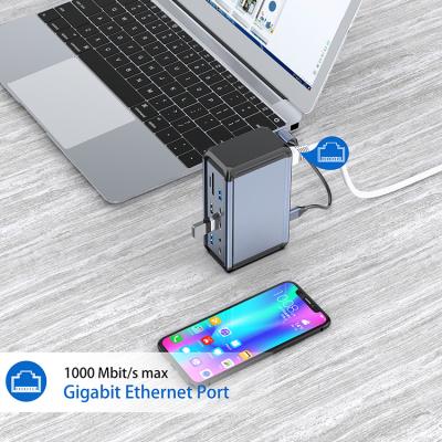 China Mobile Phone Types / Computer Multifunctional OEM Port USB2.0 USB3.0 SD 2 USB-C Gen1 RJ45 HDMI VGA USB Audio Type C Hub For Macbook Pro for sale