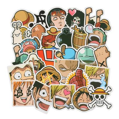 China One Piece Luffy Anime Stickers Cartoon Laptop Trunk Luggage Sticker Label PVC Heat Sensitive Waterproof Decals for sale