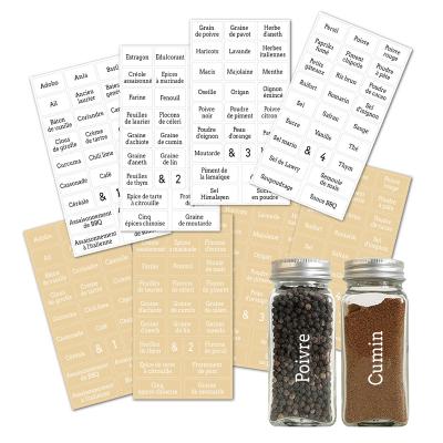 China 208 PCS Kitchen Sticker Oil Proof Waterproof Mason Jars Spice Transparent Pantry French Labels for sale