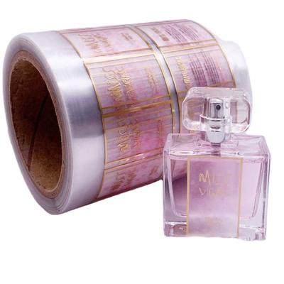 China Cosmetic Logo Printing Vinyl Perfume Bottle Custom Sticker Gold Foil Transparent Label Sticker For Cosmetics for sale