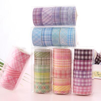 China Plaid WASHI MASKING Korean Style Colored Decorative Ribbon For Scrapbooking Planners Gift Wrapping for sale