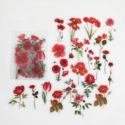 China 40 PCS Decorative Transparent Sticker PET Plant Decorative Natural Flower Decals Flower Stickers For Scrapbook Laptop for sale