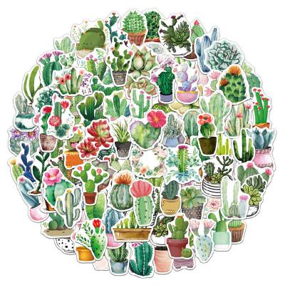 China 105 PCS Cactus Decorative Stickers Sticker Green Flowers Plants Stickers For Luggage Laptop Scrapbooking Decoration for sale