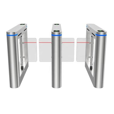 China Bi Directional Glass Swing Barrier Turnstile Security Slim Face Recognition Gate for sale