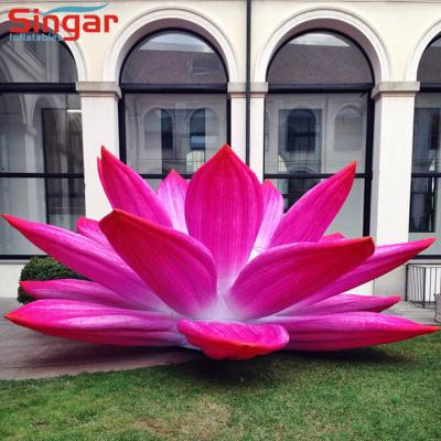 China Outdoor Advertising Giant Inflatable Pink Lotus Flower with Lights for Outdoor Event Stage Decoration for sale