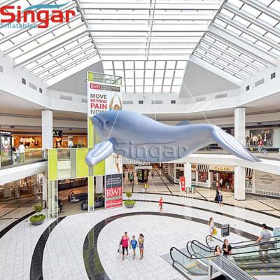 China Oxford Mall Decoration Giant Hanging White Whale Inflatable Balloon for sale