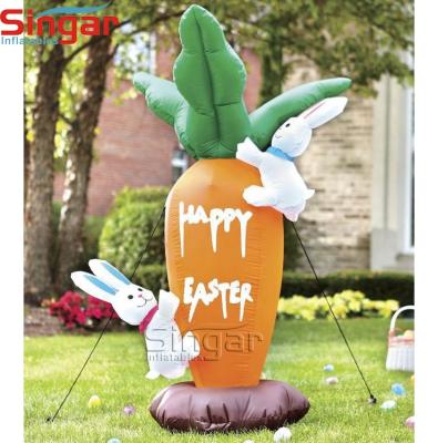 China Oxford /PVC Tarpaulin Inflatable Festival Inflatables Easter Yard Decoration Inflatable Rabbit And Carrot for sale