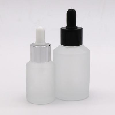 China Personal Care 1oz 10ml 20ml 30ml Frosted Glass Dropper Bottles Essential Oil Bottle Customize 30ml 50ml Frosted Cosmetic Bottle for sale