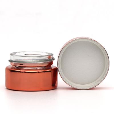 China Personal Care UV Plating Dark Red Wholesale Custome Small Colors Small Glass Jar Jars With Mental Lids for sale