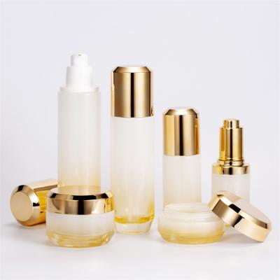 China Personal Care 30g 50g 40ml 100ml 120ml Hot Stamping Lotion Bottle Cosmetics Glass Bottle Set for sale