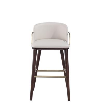 China Minimalist Flannel Finish Custom Shaped Curved Board Ash Wood Frame Stools High Hotel Bar Chair for sale