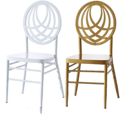 China White metal modern banquet plastic gold chiavari chair event, hotel furniture modern wedding chiavari chair with cushion for sale