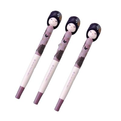 China Practical Pen Popular With Girls Kawaii 3pcs/lot 0.5mm Normal Doll GelPen Black Water Ink Handy Pen for sale