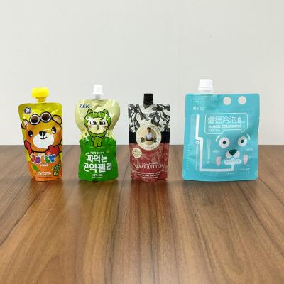 China Safety Custom Printed Clear Reusable Pouch Food Drinks Plastic Liquid Holder Ziplock Spout Up Pouch With Spout for sale