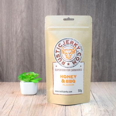 China Wholesal Food Printed Kraft Paper Zipper Stand Up Pouch Ziplock Bag For Tea Snack Food Packaging for sale