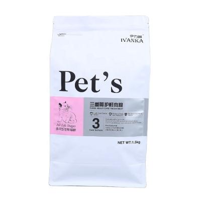 China Easy Promotion For Dog Cat Food Plastic Packaging Recycled Transport Bag With Flat Bottom for sale