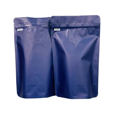 China Wholesale custom printed recyclable matte blue coffee bag doy package one way valve recycle coffee packaging bag for sale