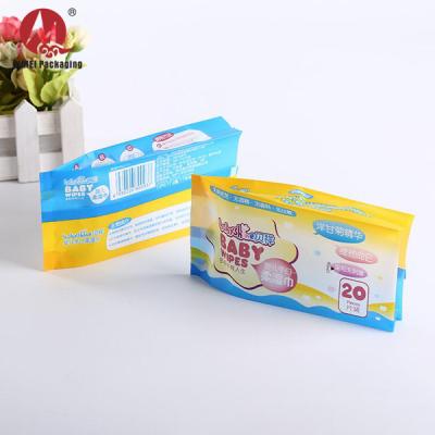 China Safety Tissue Paper Baby Wrapping Hand Cleaning Cloths Plastic Back Seal Pouch Wet Packing Bags for sale