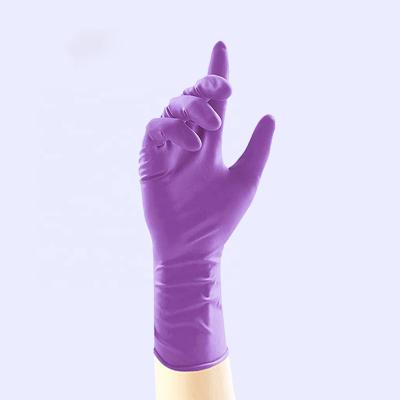 China Wholesale Free Salon Beauty Makeup Hand Gloves 12inch Pure Nitrile Powder Purple Cleaning Gloves Non-Slip Tattoo Anti-Skid for sale