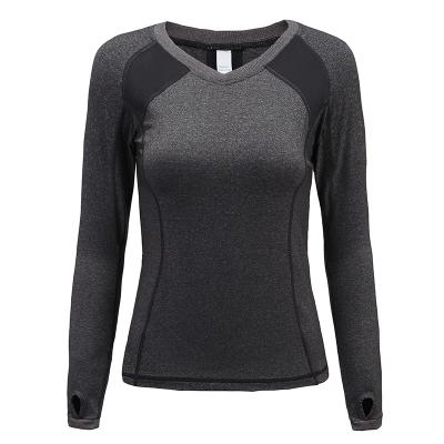 China Spring Breathable Selling Sportswear Women Gym Nylon Clothing Long Sleeve Breathable Warm Quick Dry T-shirts for sale