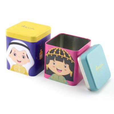 China Custom Square Small Gift 3.35inch Recyclable Tin Can Mini Metal Box Square Tin Covers Food Tin Can for sale