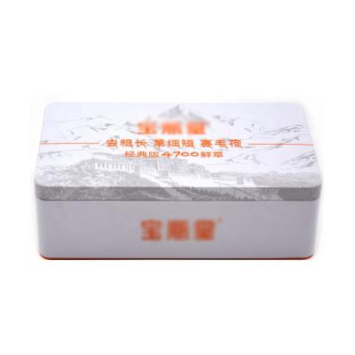 China Recycled Materials Custom Embossed Rectangle Medicine Tin Metal Box For Medicine Storage Tin Box Lid White Sealing Tin Box for sale